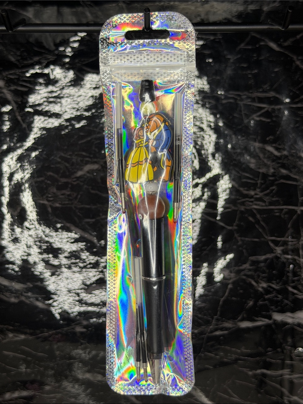 Beauty and the Beast Focal Bead Pen 
Black and Blue Ink